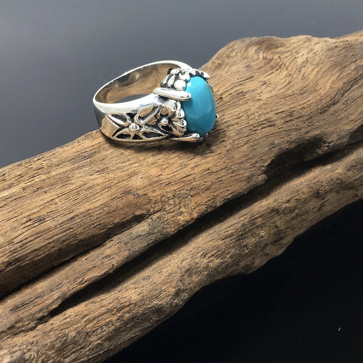 Turquoise 925 Sterling Silver Oval Gemstone Ring Jewellery