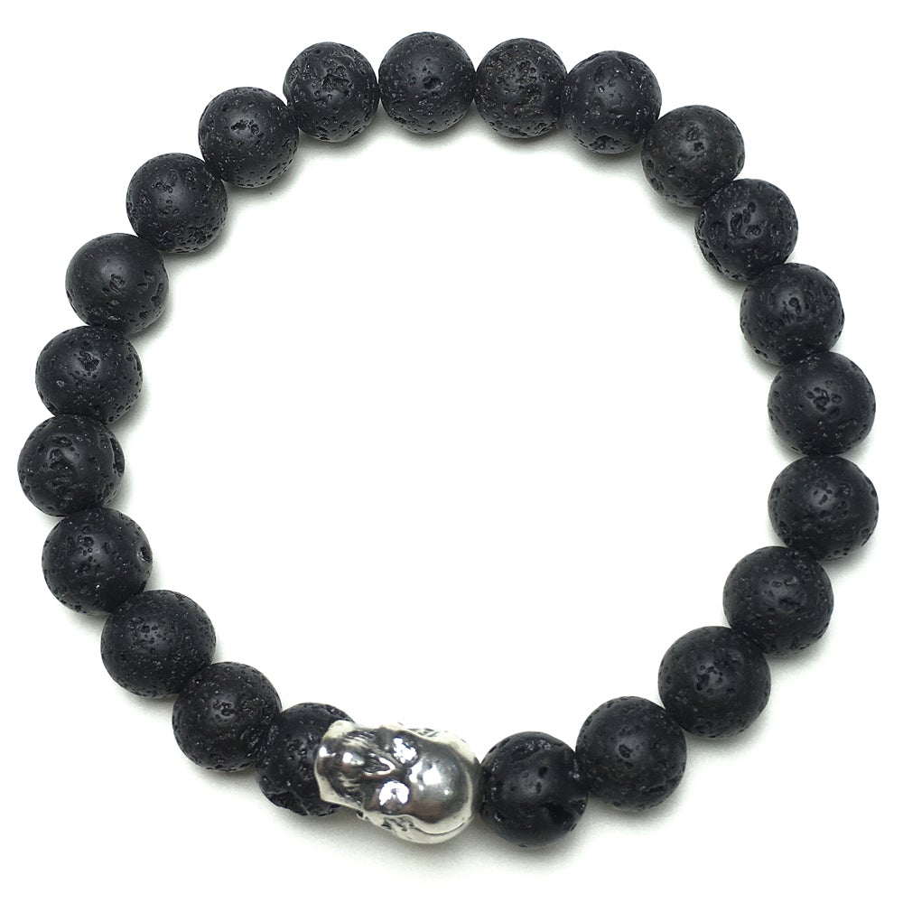 Bold Skull Lava Handmade Gemstone Crystal Bracelet