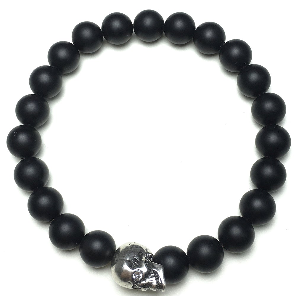 Bold Skull Matte Onyx Handmade Gemstone Crystal Bracelet