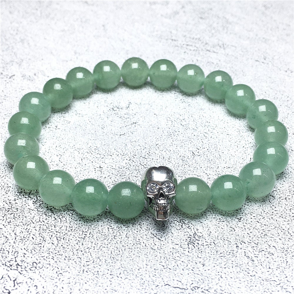 Green Adventurine Stretch Bracelet Natural Round Beads Semi Precious Gemstone Elastic Beaded Bracelet