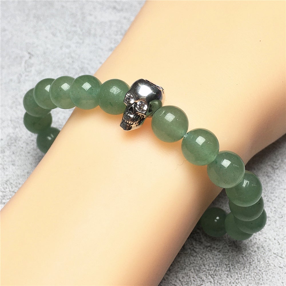 Green Adventurine Stretch Bracelet Natural Round Beads Semi Precious Gemstone Elastic Beaded Bracelet