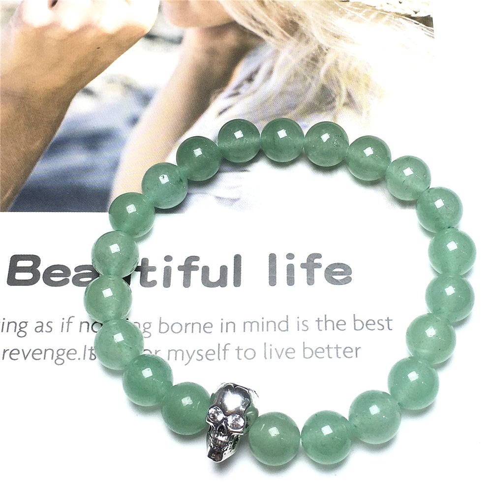 Green Adventurine Stretch Bracelet Natural Round Beads Semi Precious Gemstone Elastic Beaded Bracelet