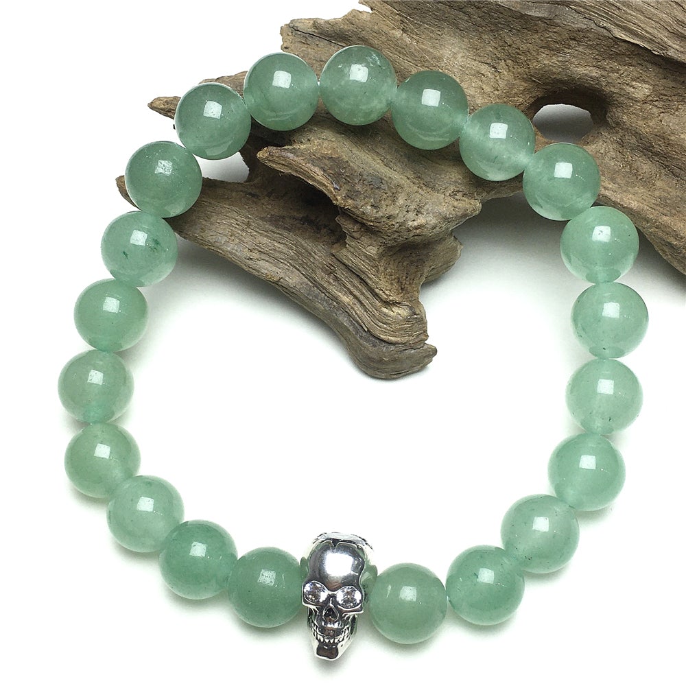 Green Adventurine Stretch Bracelet Natural Round Beads Semi Precious Gemstone Elastic Beaded Bracelet