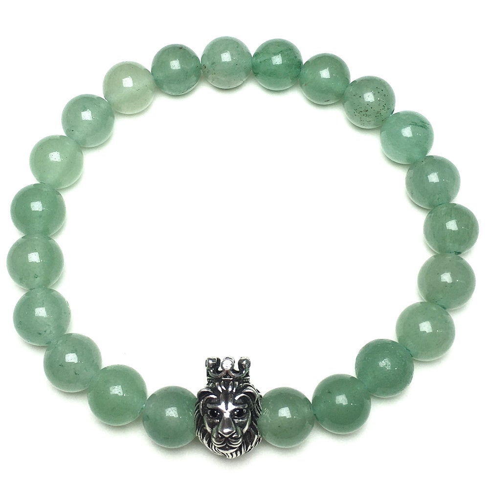 Natural Green Adventurine Gemstone Bracelet Beaded Adjustable Bracelet Lion King Design