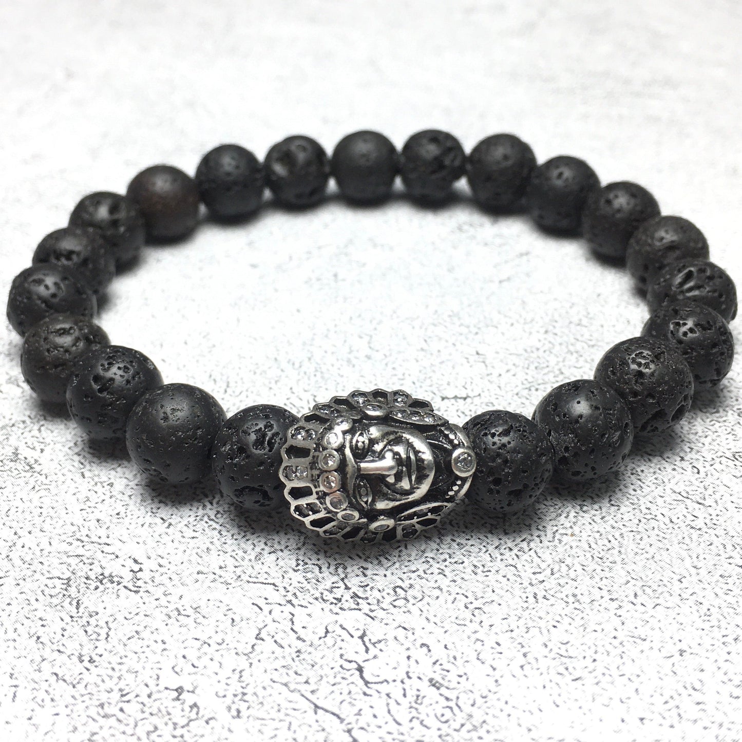 Natural Stone Bracelets Indian Head Bracelet Lava Beads Elastic Women Men Jewelry