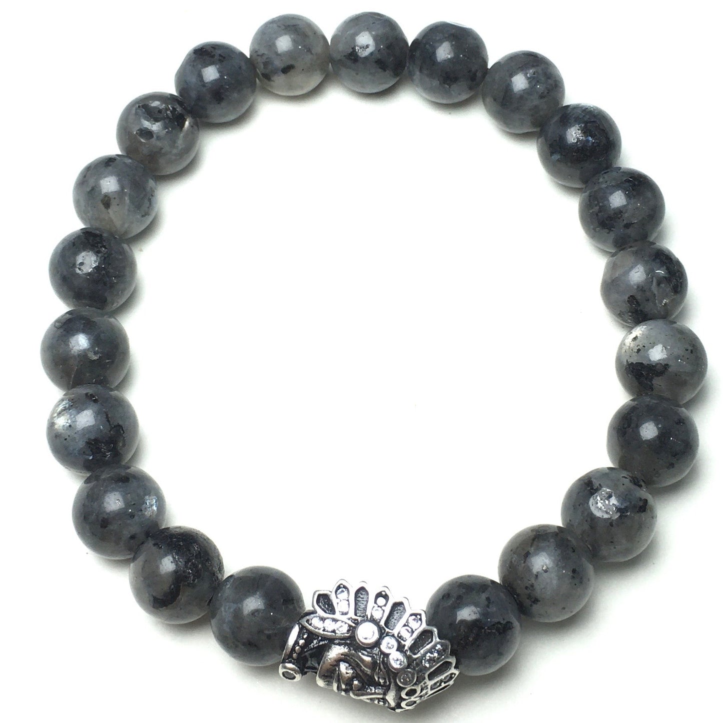 Natural Stone Bracelets Indian Head Bracelet Labradorite Beads Elastic Women Men Jewelry