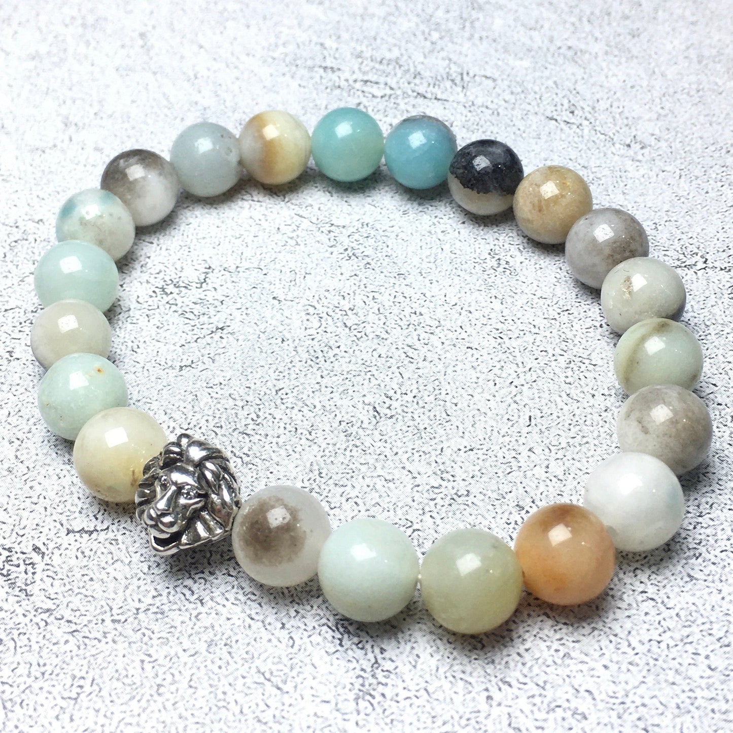 Amazonite Beaded Adjustable Gemstone Bracelet Lion Style