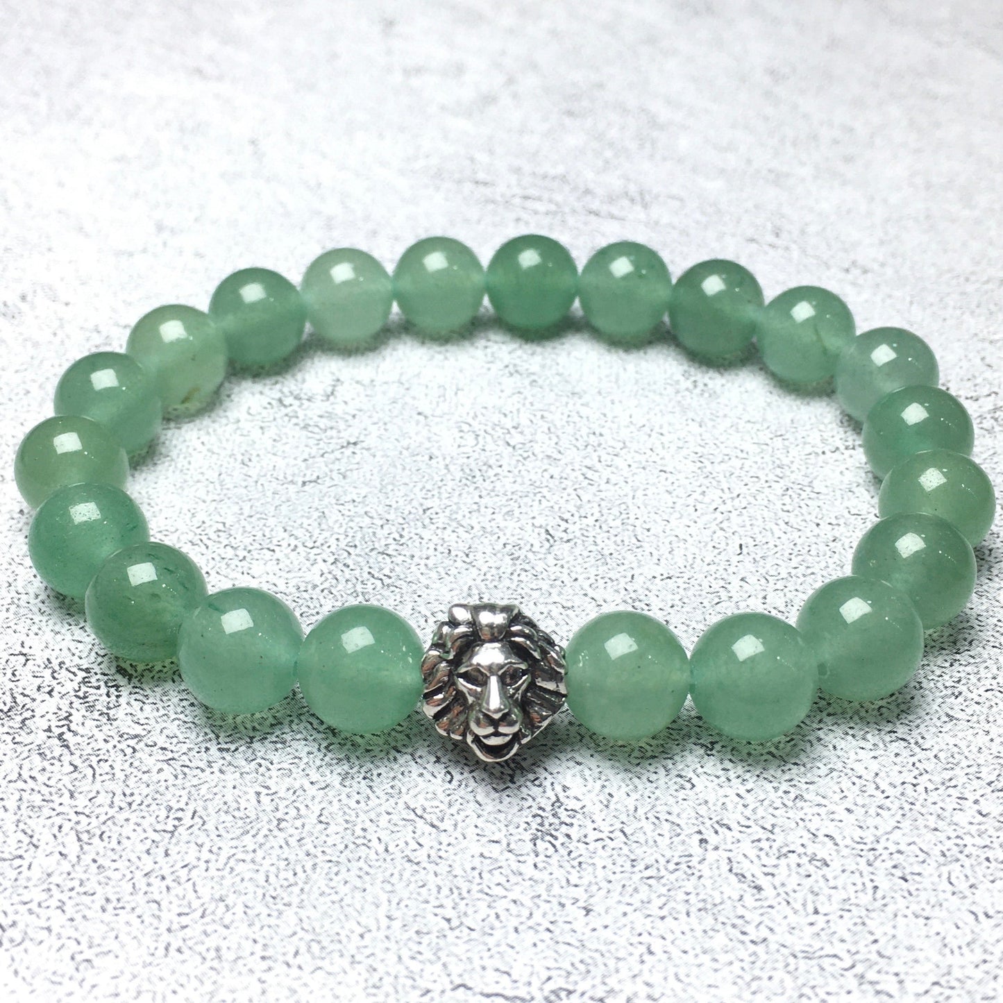 Green Adventurine Beaded Adjustable Gemstone Bracelet Lion Style