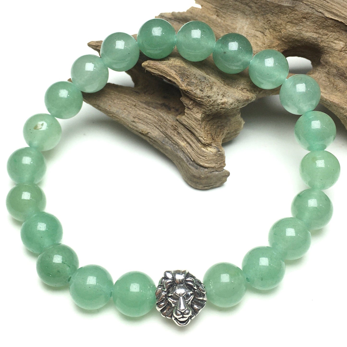 Green Adventurine Beaded Adjustable Gemstone Bracelet Lion Style