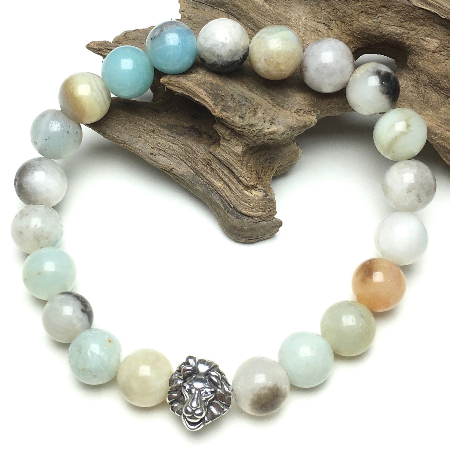 Amazonite Beaded Adjustable Gemstone Bracelet Lion Style