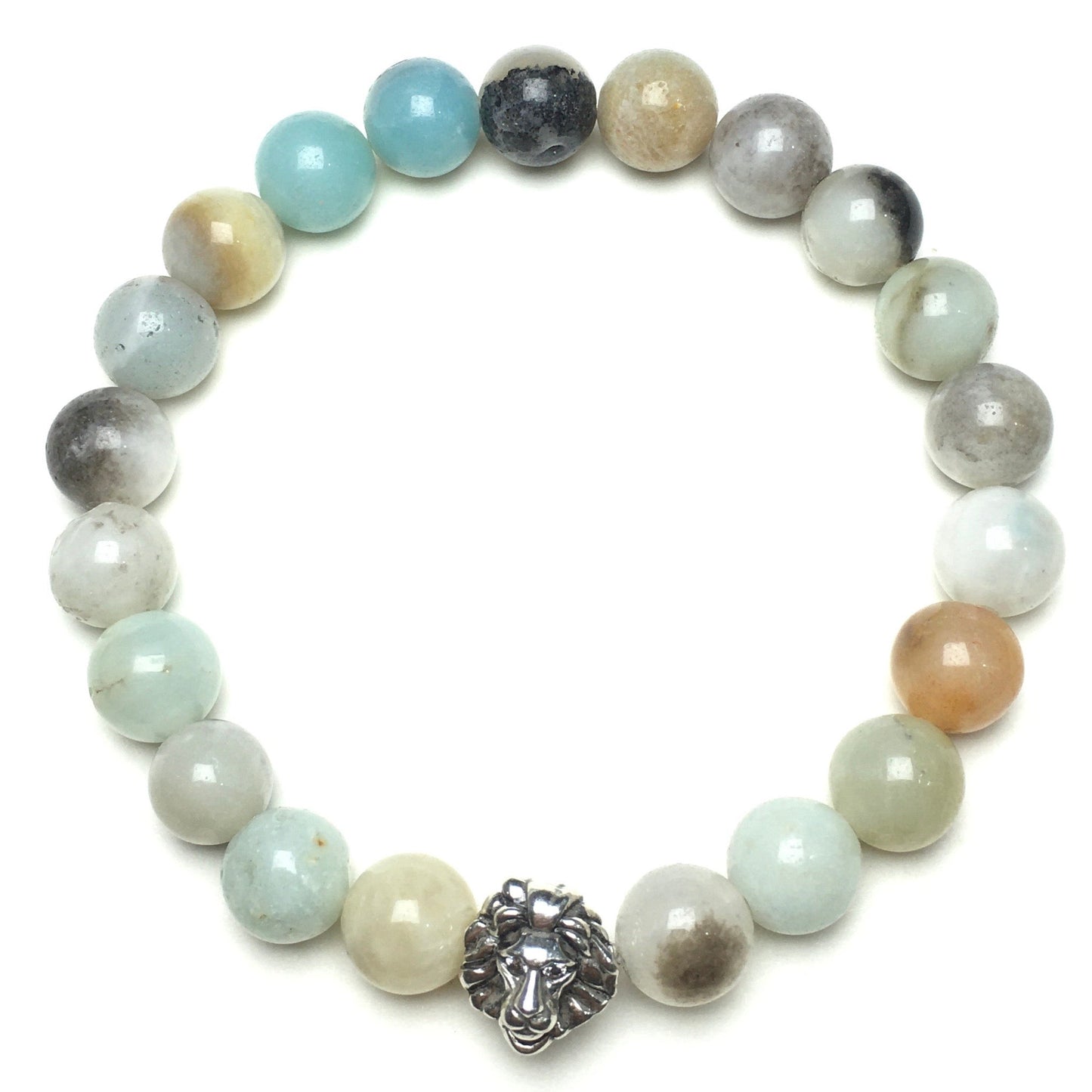 Amazonite Beaded Adjustable Gemstone Bracelet Lion Style