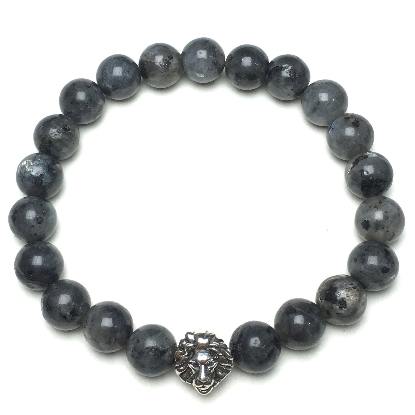 Natural Labradorite Beaded Bracelet Elastic Adjustable Gemstone Bracelet Lion Style