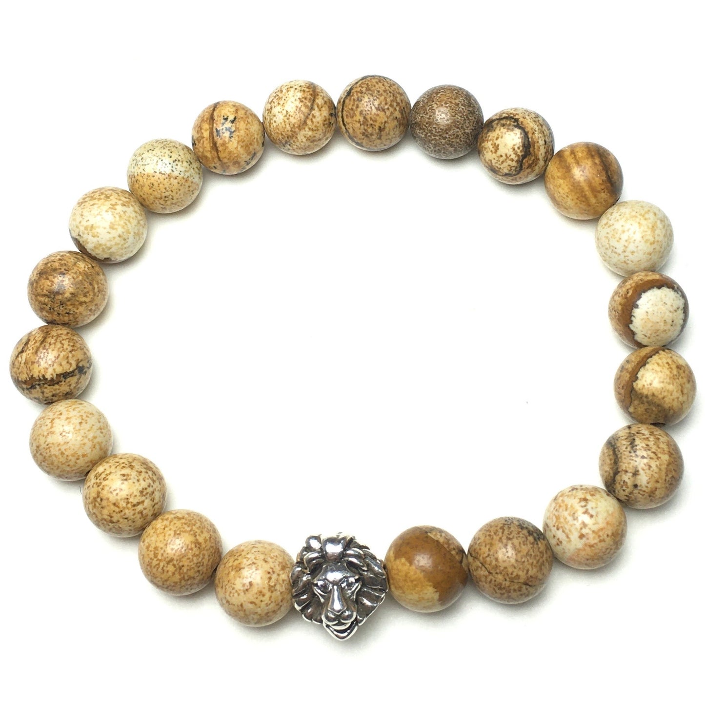 Picture Jasper Beaded Adjustable Gemstone Bracelet Lion Style