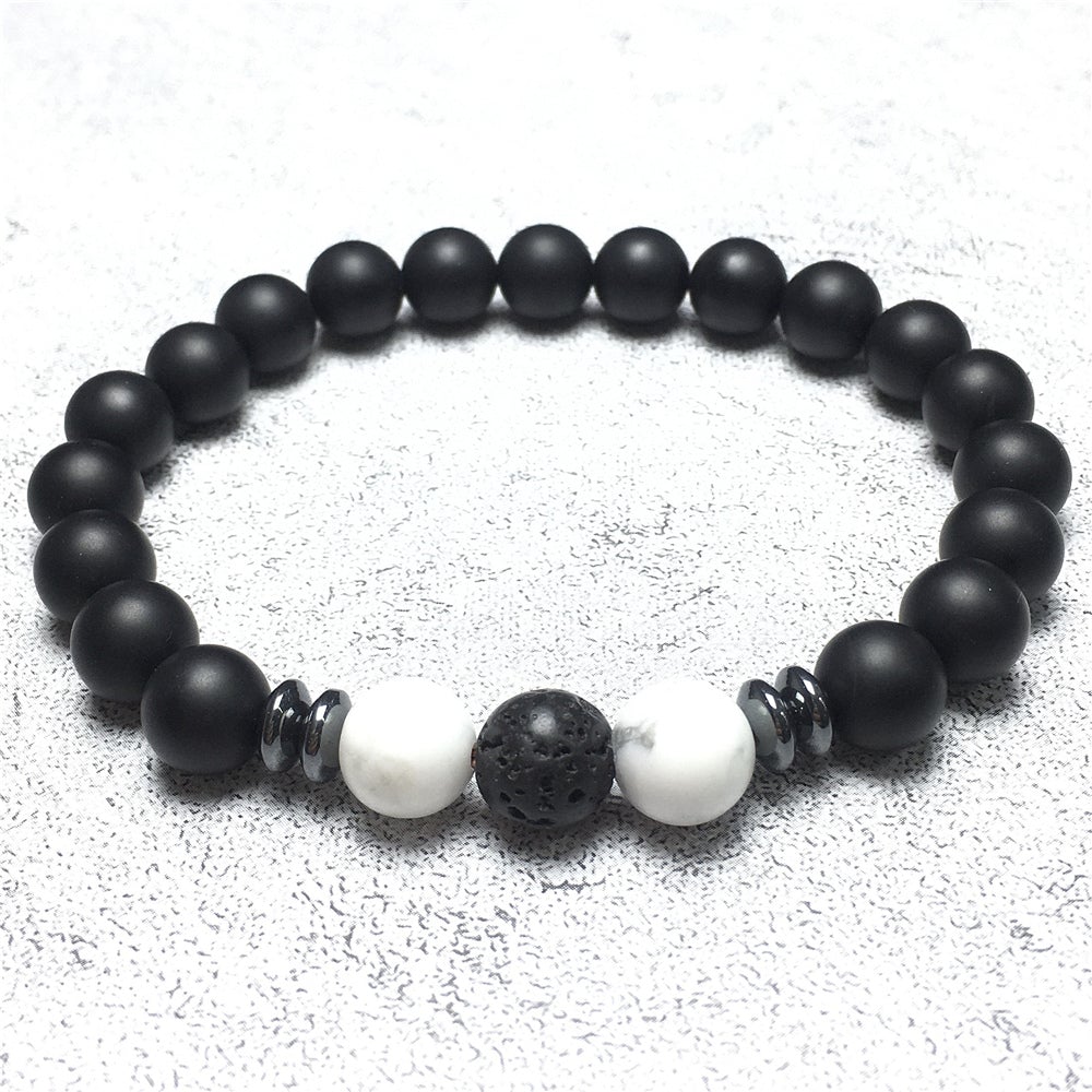 Matte Onyx Beads Natural Stone Bracelet Elastic Yoga Unisex Jewelry Gifts