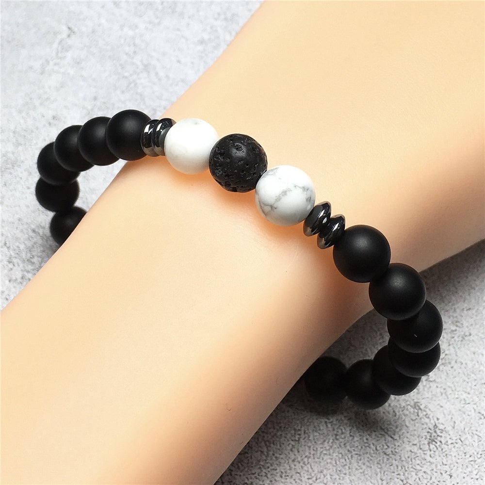 Matte Onyx Beads Natural Stone Bracelet Elastic Yoga Unisex Jewelry Gifts
