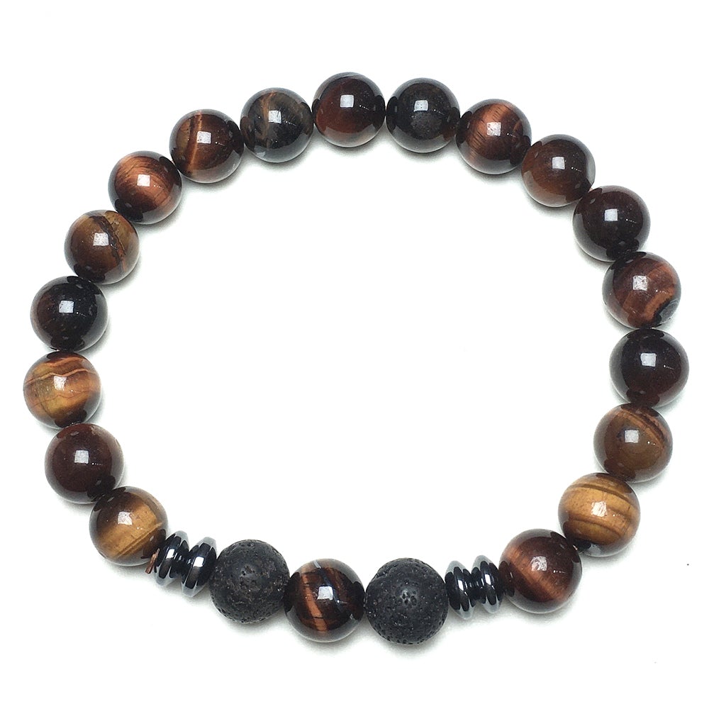 Handmade Red Tigers Eye Stone Beaded Bracelet Gemstone Elastic Bracelets