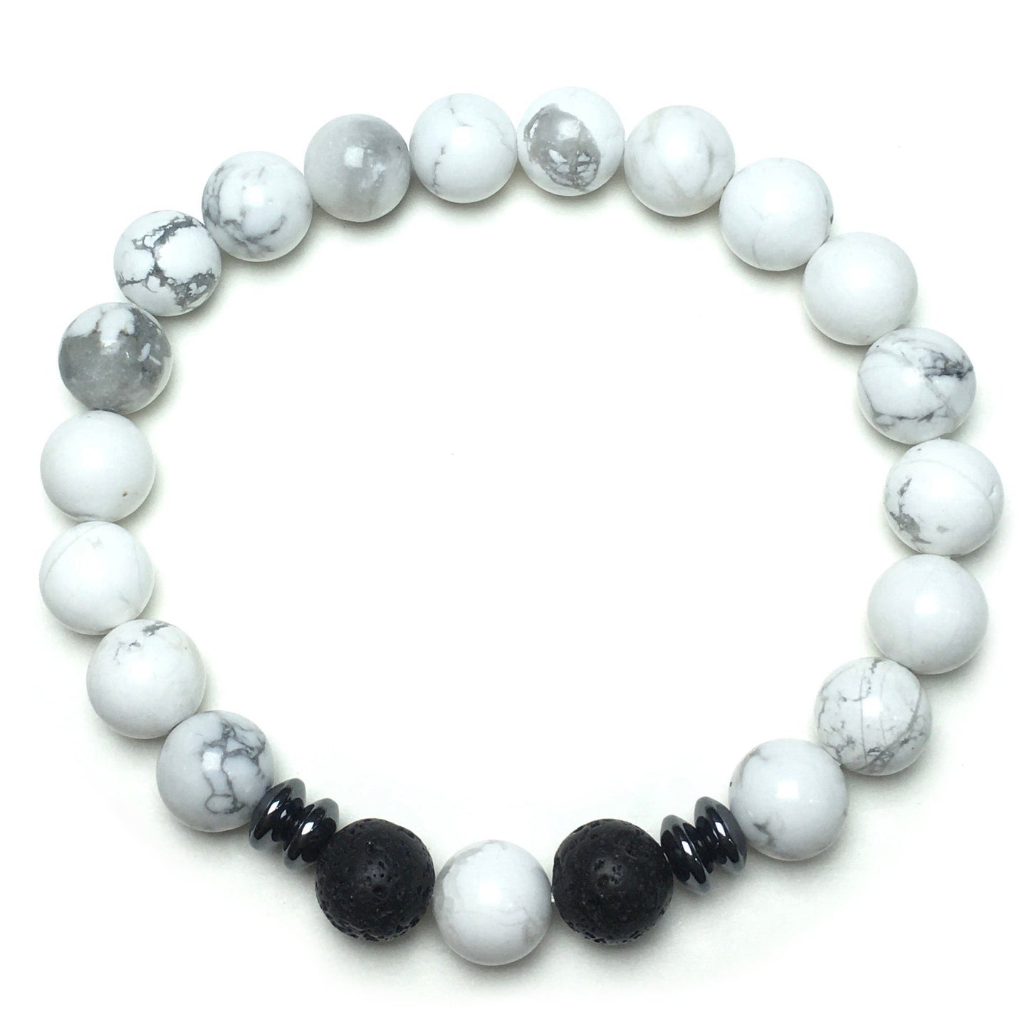 Howlite Beads Natural Stone Bracelet Elastic Yoga Unisex Jewelry Gifts