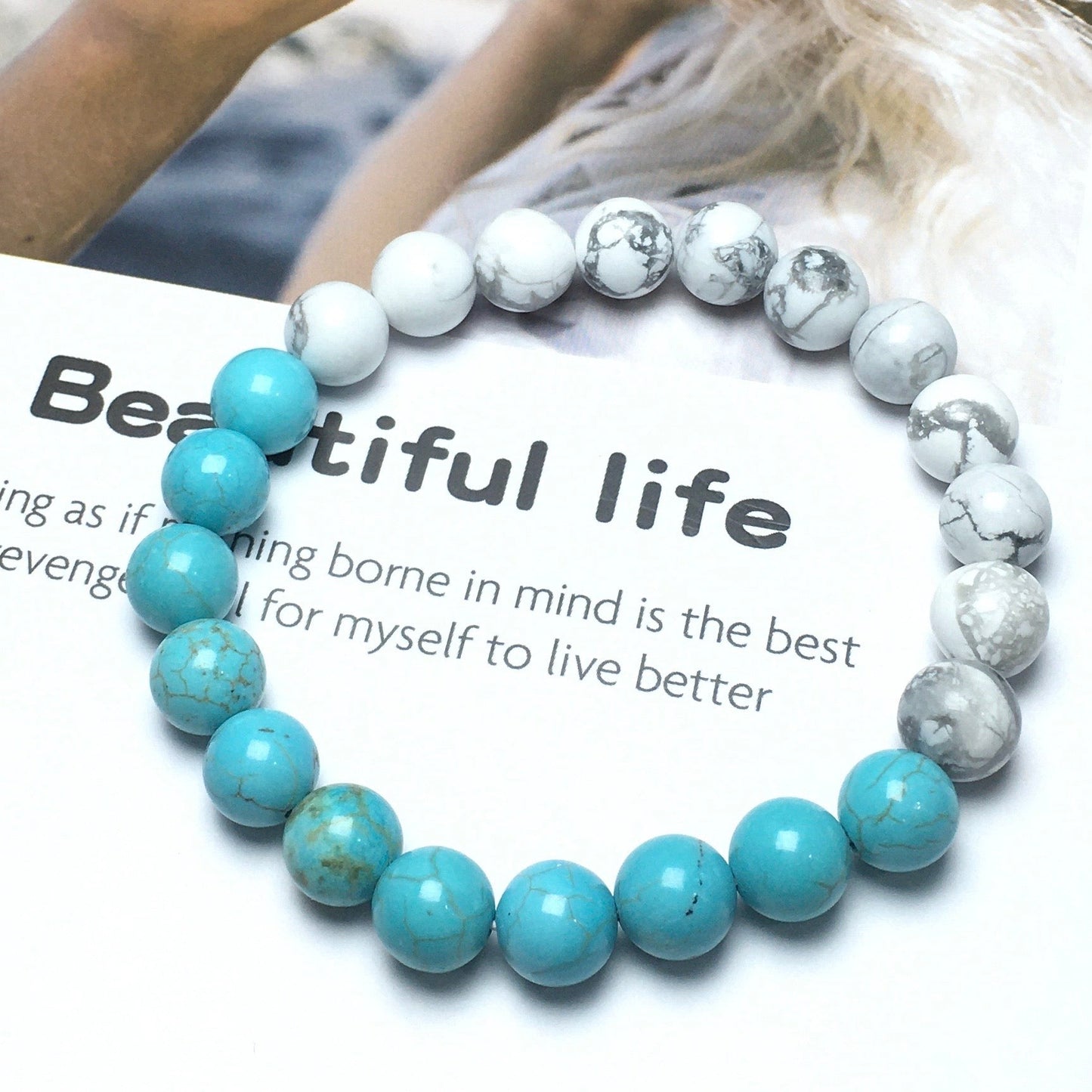 Turquoise Howlite Stretch Beaded Handmade Precious Bracelets Jewelry
