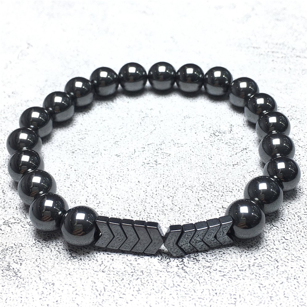 Hematite Beads Women Men Bracelets Bangle Healing Balance Yoga Arrow Bracelet Charm