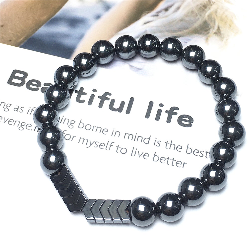 Hematite Beads Women Men Bracelets Bangle Healing Balance Yoga Arrow Bracelet Charm