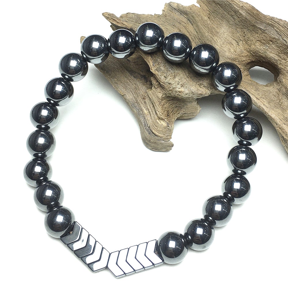 Hematite Beads Women Men Bracelets Bangle Healing Balance Yoga Arrow Bracelet Charm