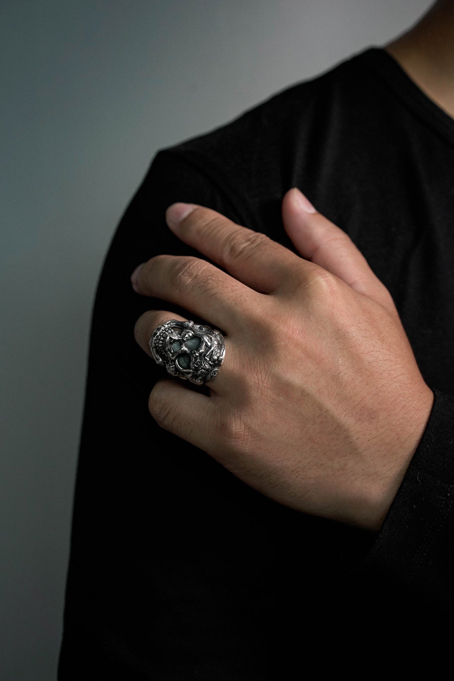 Retro Silver Exaggerated Skull Rings