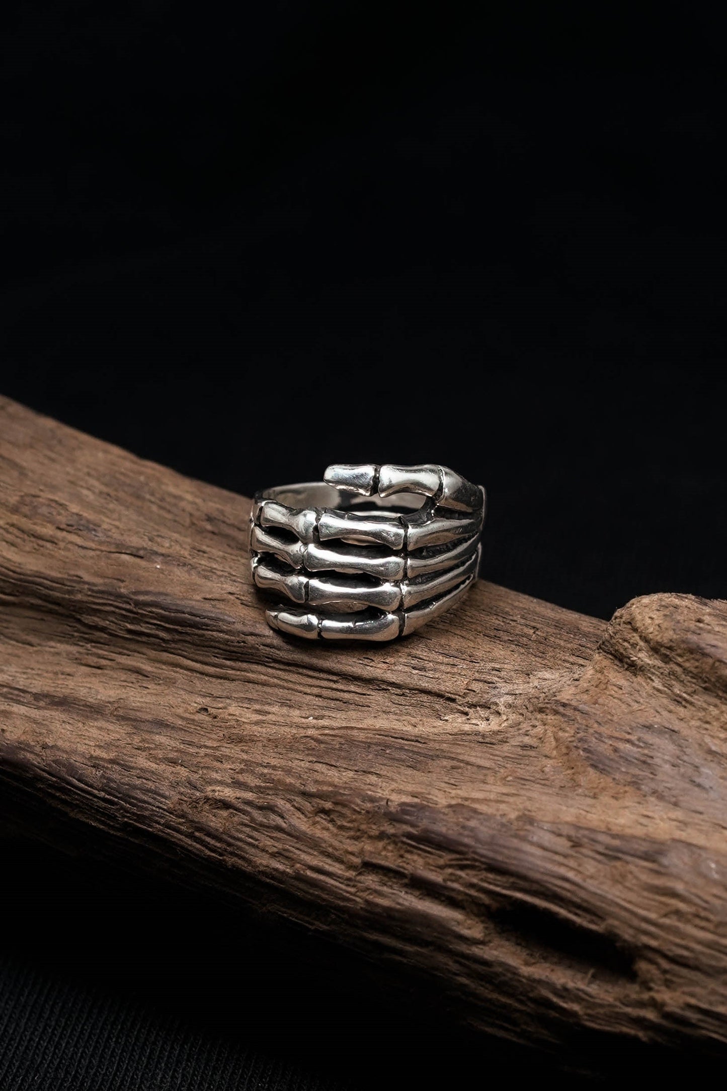 Retro 925 Sterling Silver Paw Hand Bone Ring