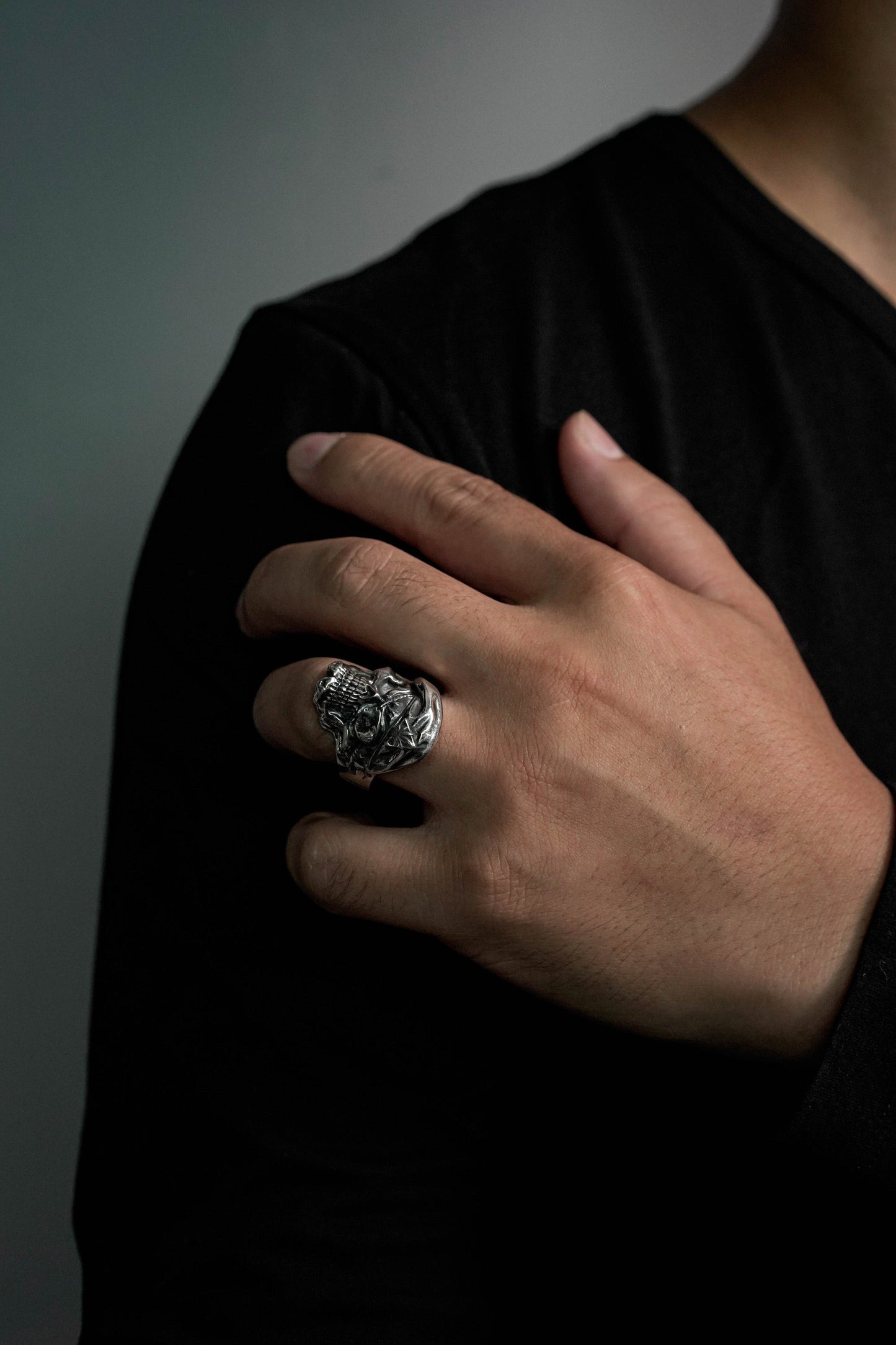 Navy Pirate Captain Retro Sterling Silver Skull Ring