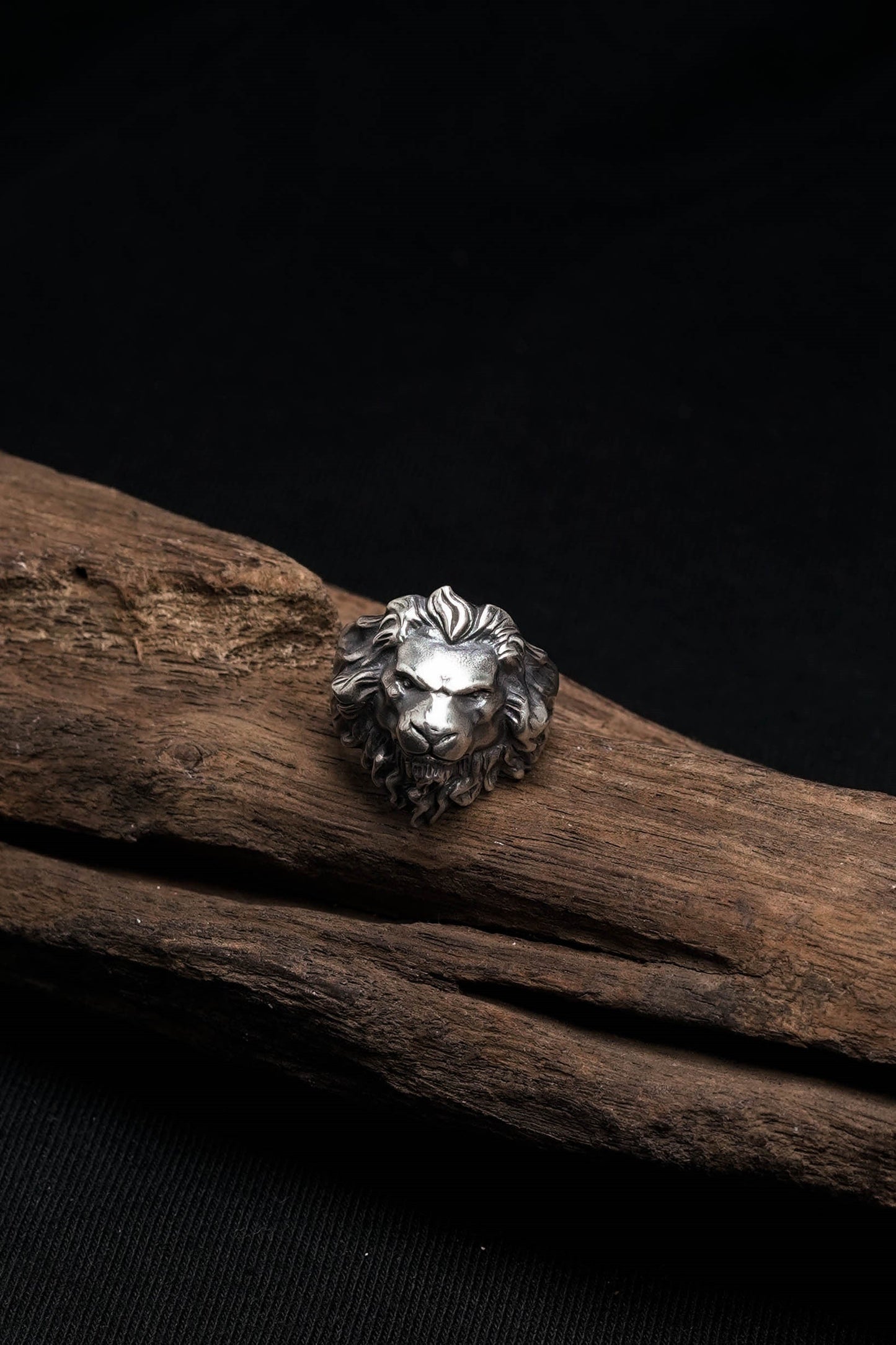 Retro 925 Sterling Silver Ring Men's Personality Carved Lion Jewelry