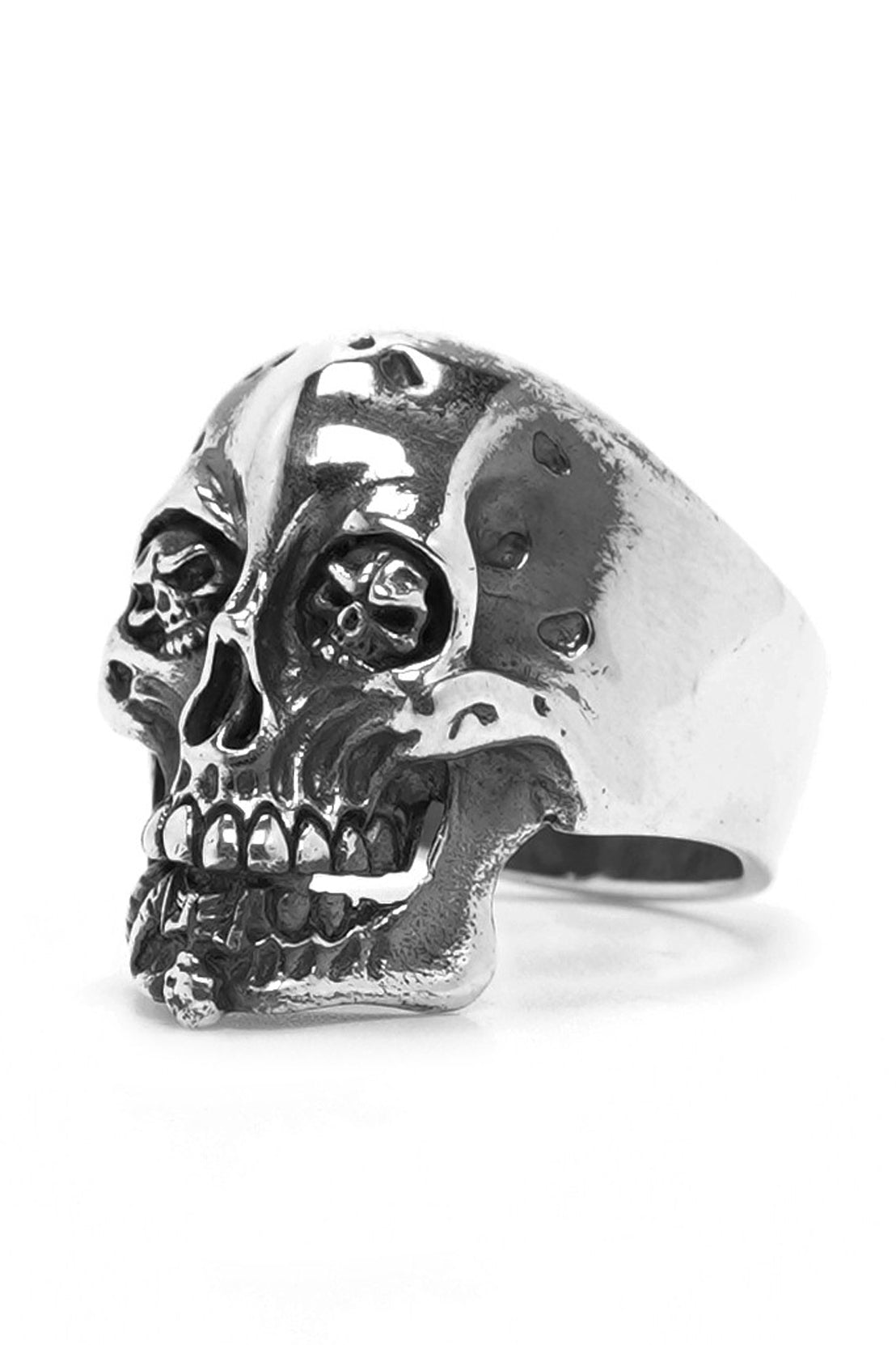 TS Handmade Silver Retro 925 Sterling Silver Skull Ring