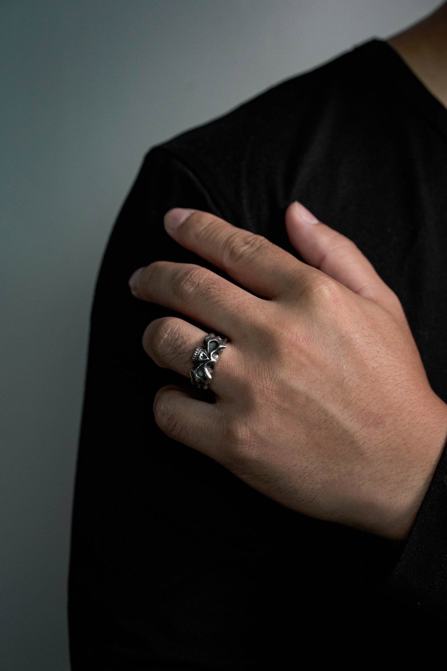 Retro Handmade Silver Vintage Flat Skull Ring