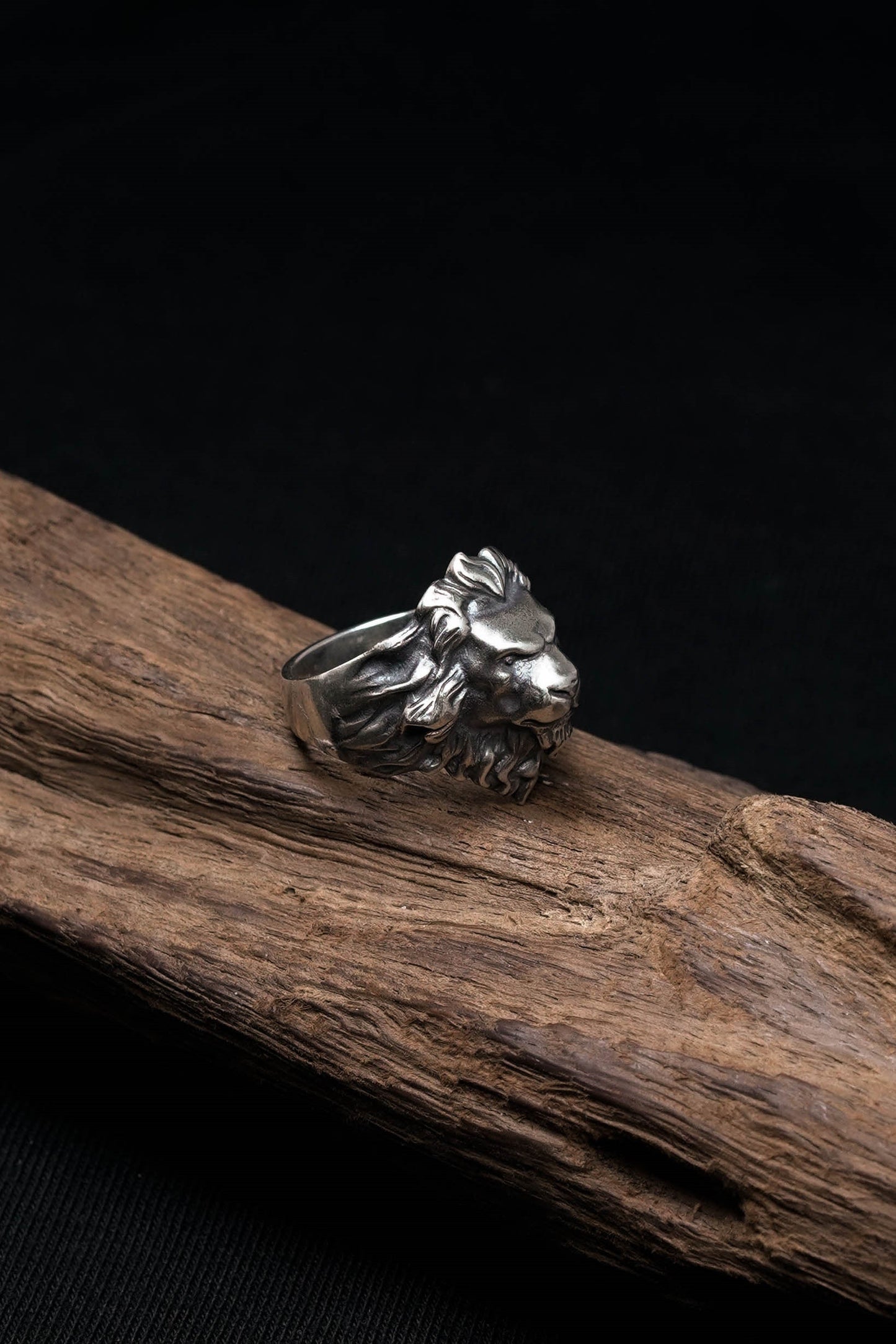 Retro 925 Sterling Silver Ring Men's Personality Carved Lion Jewelry