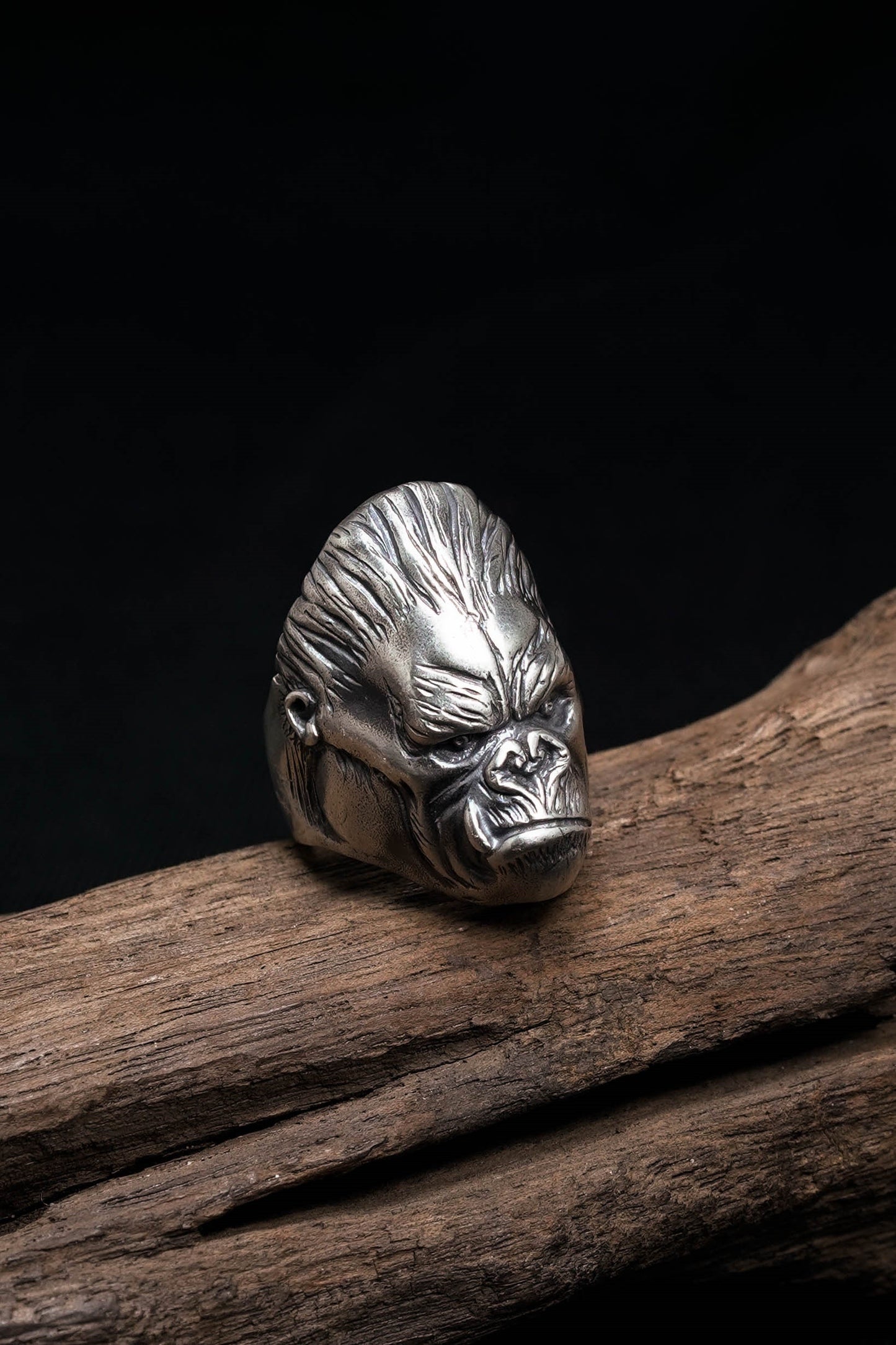 Retro 925 Sterling Silver King Kong Animal Ring for Women Men