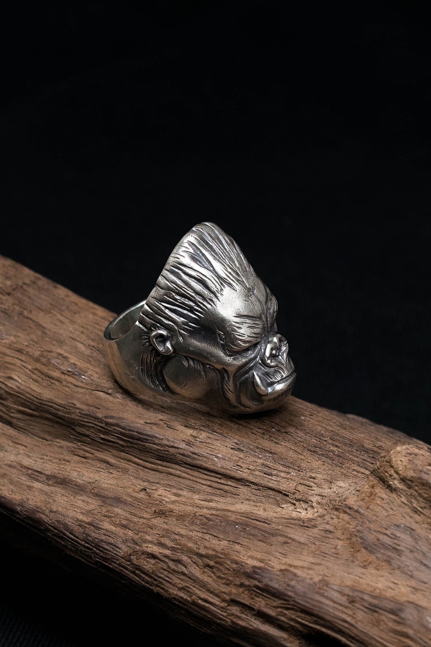 Retro 925 Sterling Silver King Kong Animal Ring for Women Men