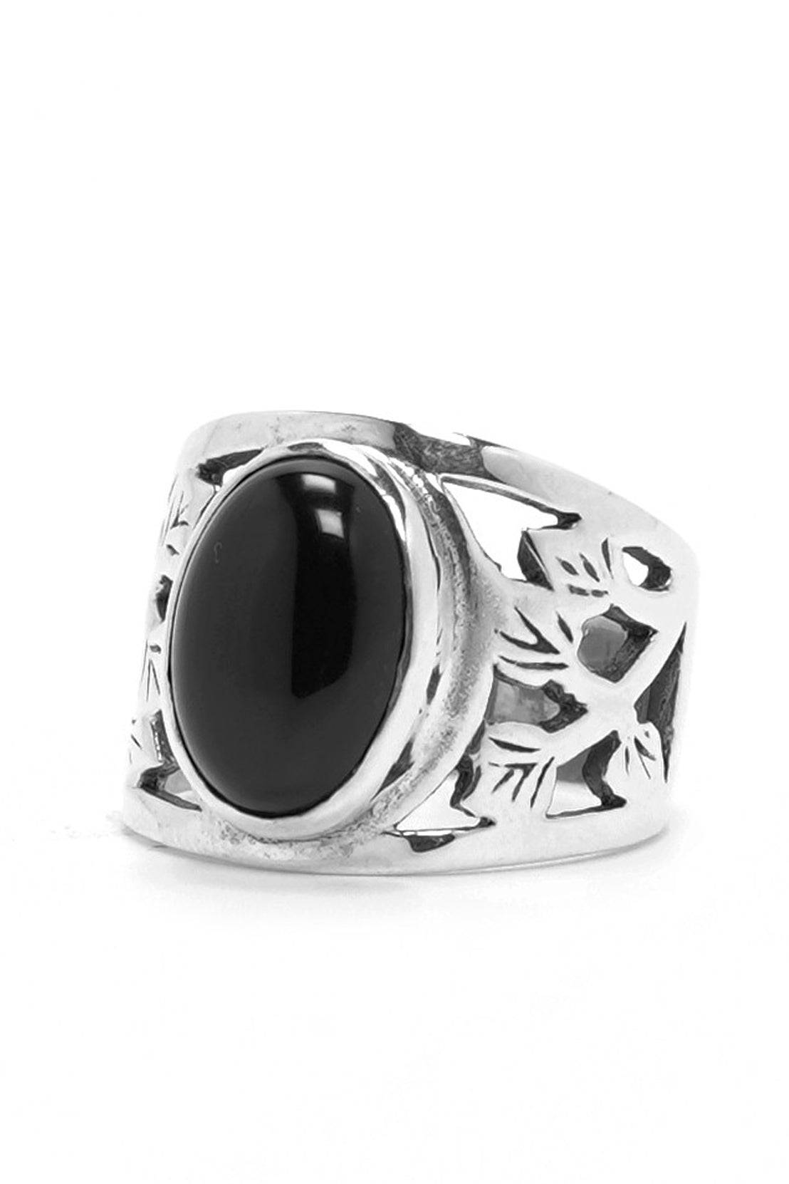 Classic Black Onyx 925 Sterling Silver Retro Ring