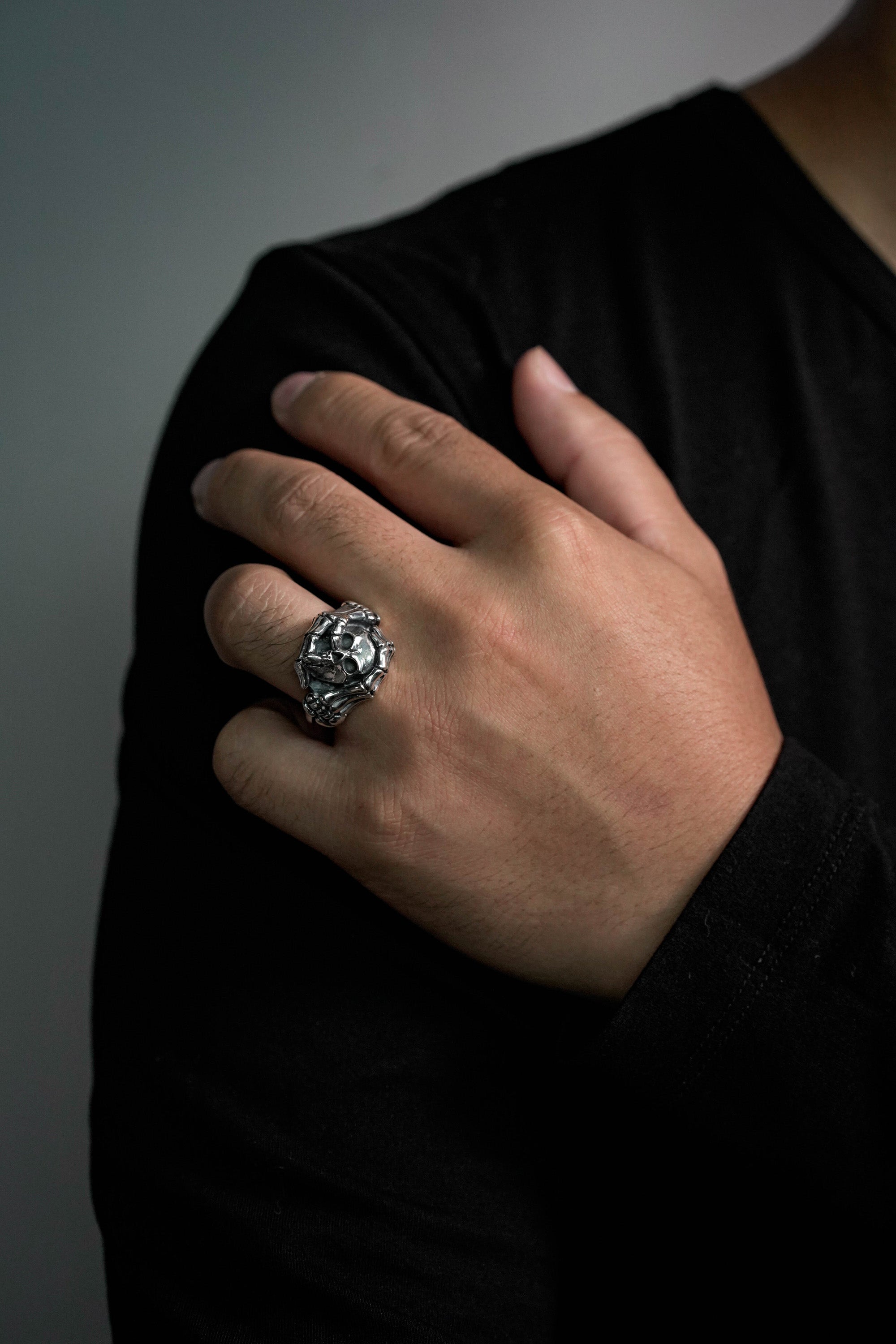 925 Sterling Silver Retro Skull Fist Ring