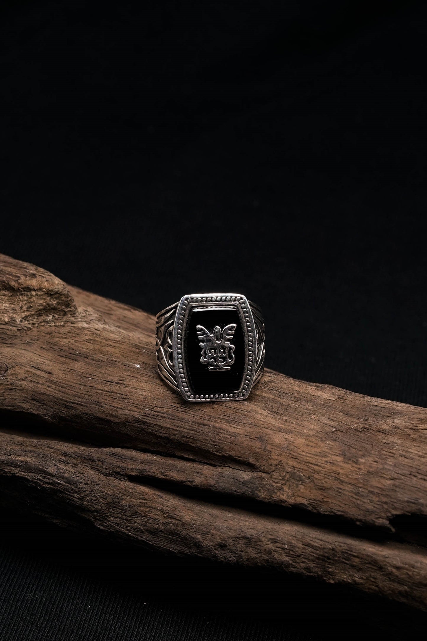 Black Onyx Eagle 925 Sterling Silver Retro Ring