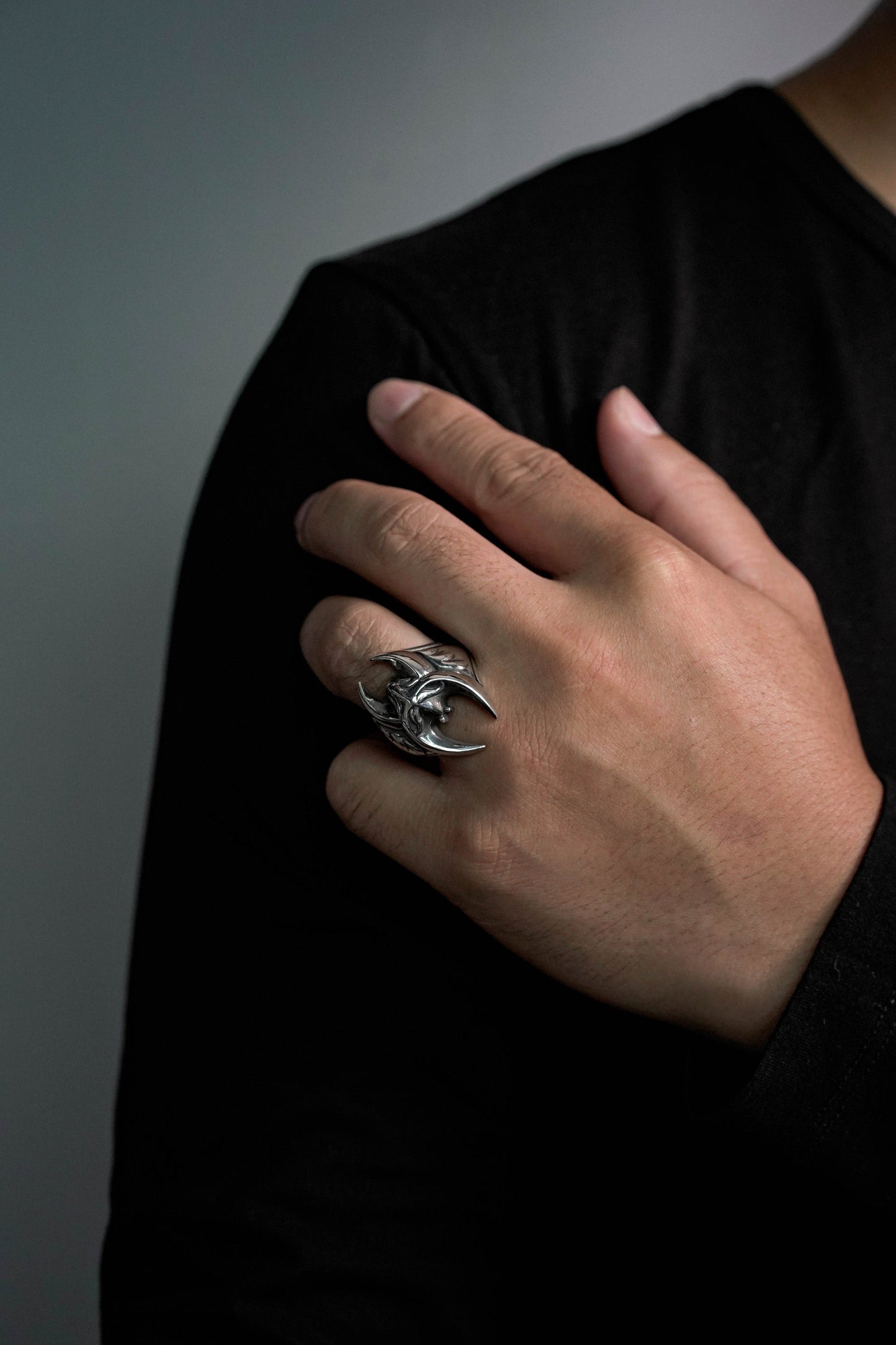 925 Sterling Silver Retro Domineering Fashion Bat Ring