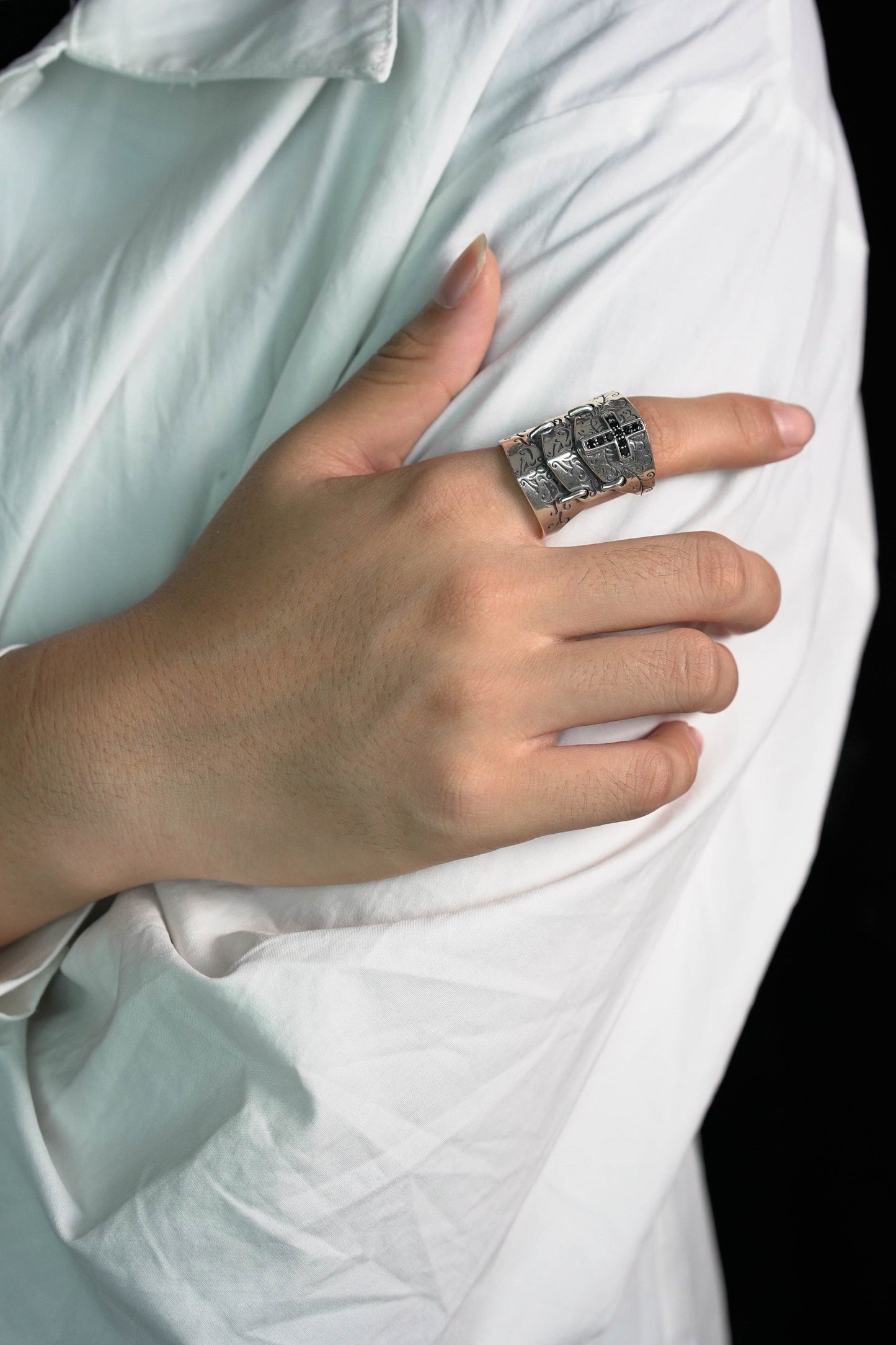 Sterling Silver Retro Spartan Hero Helmet Mask Ring