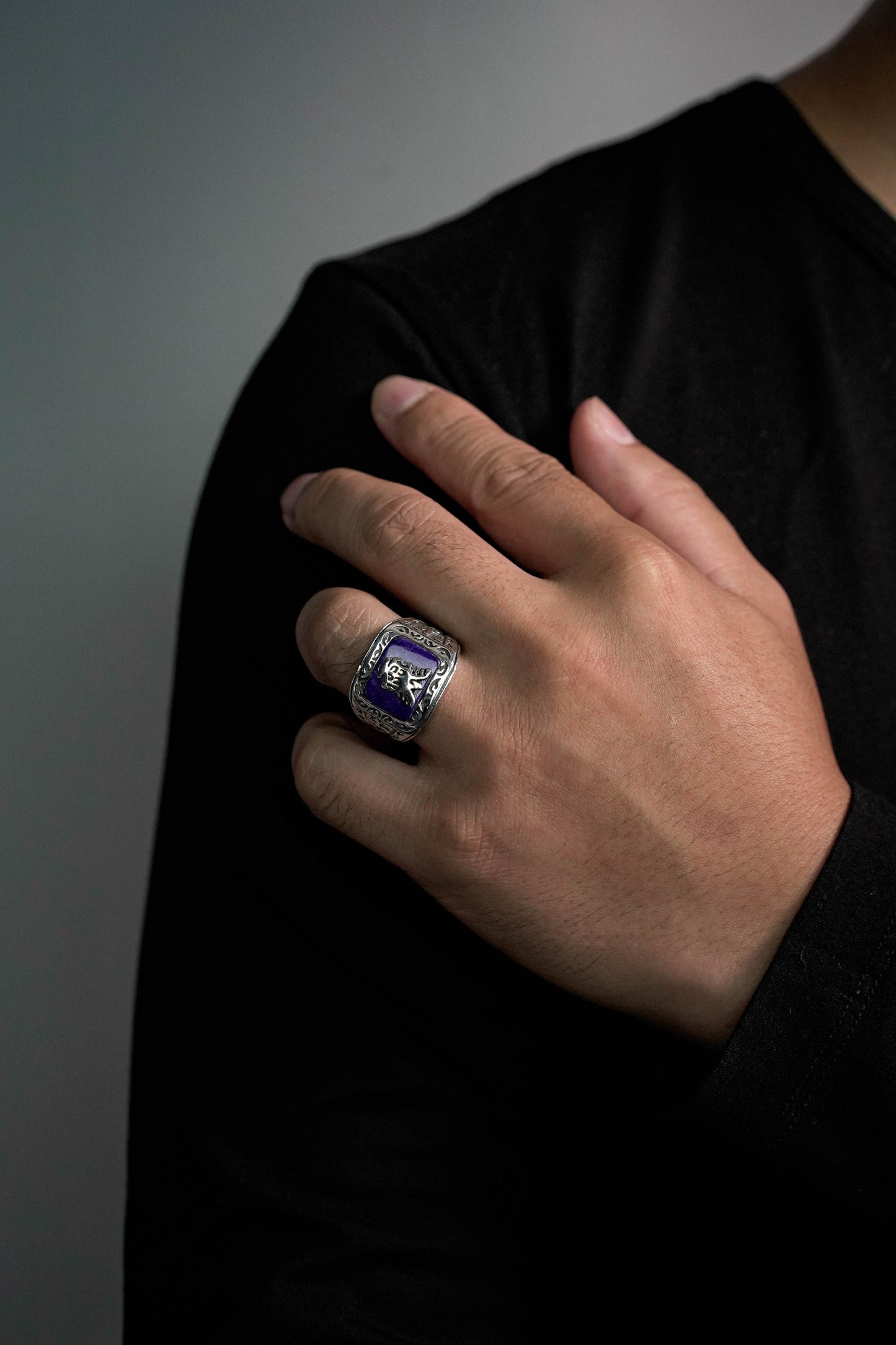 Lapis Onyx Eagle 925 Sterling Silver Retro Ring