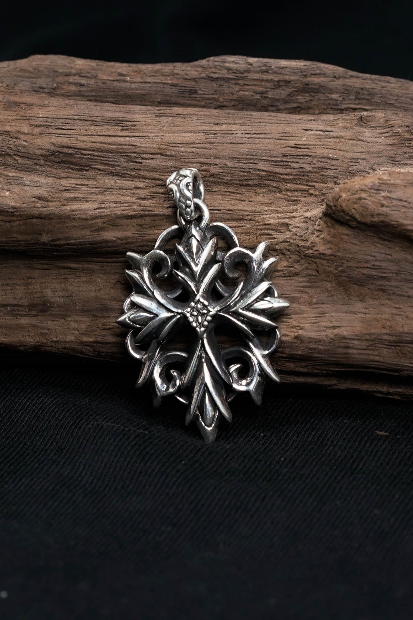 Double Cross Pendant Retro 925 Sterling Sliver