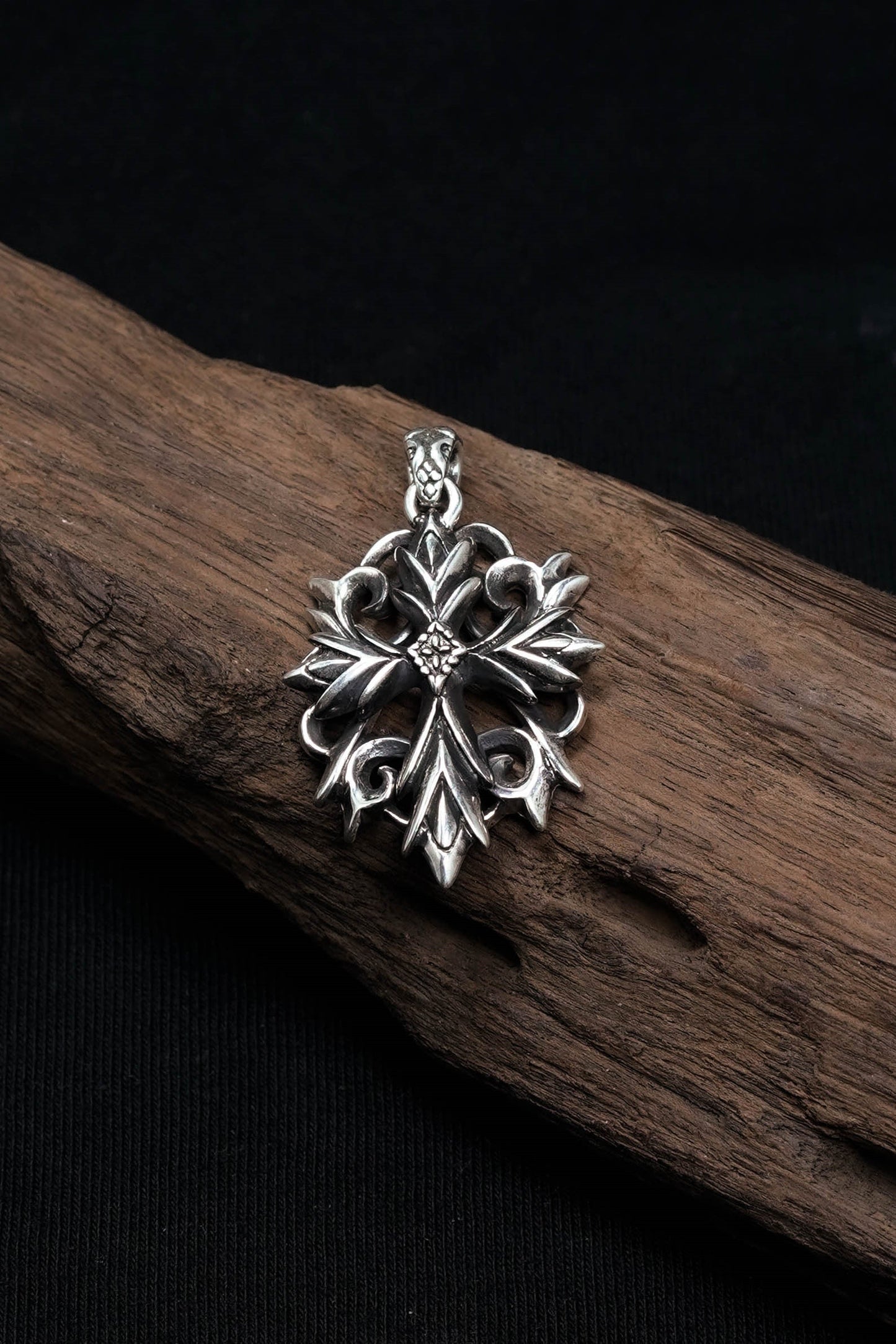 Double Cross Pendant Retro 925 Sterling Sliver