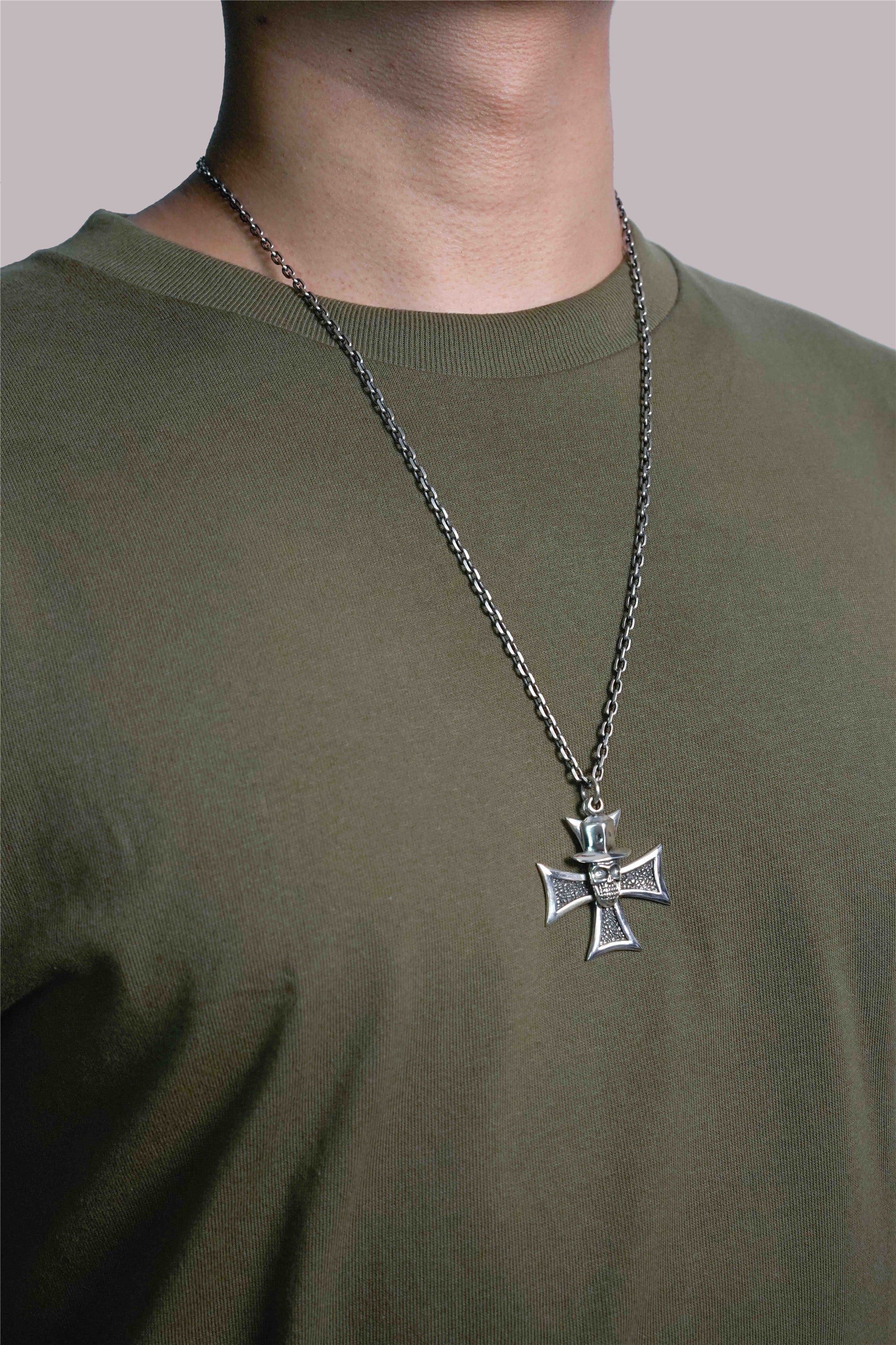 Vintage Cross Skull 925 Sterling Silver Pendant