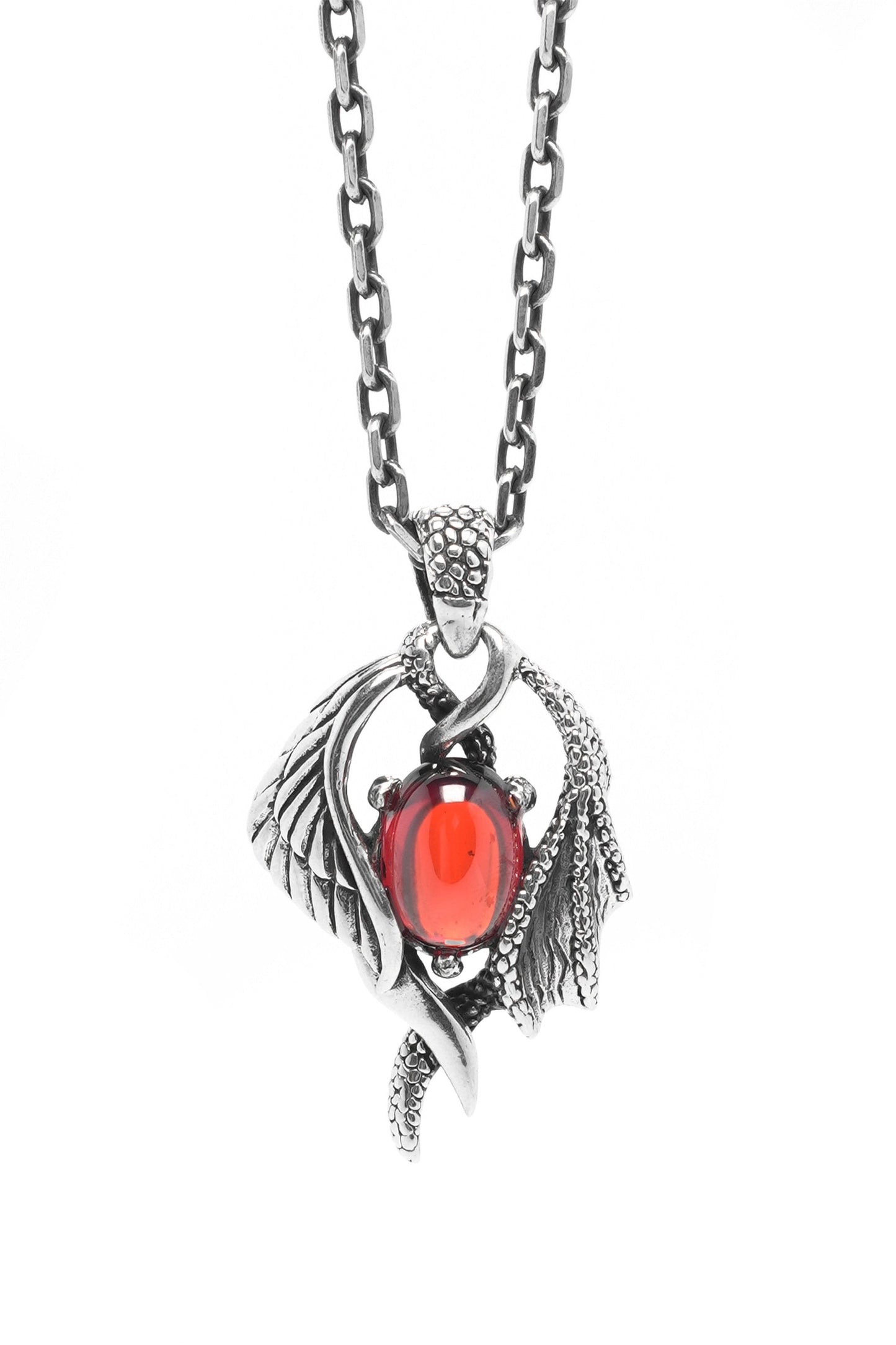 Retro Domineering Dragon Wings Red Zircon Pendant