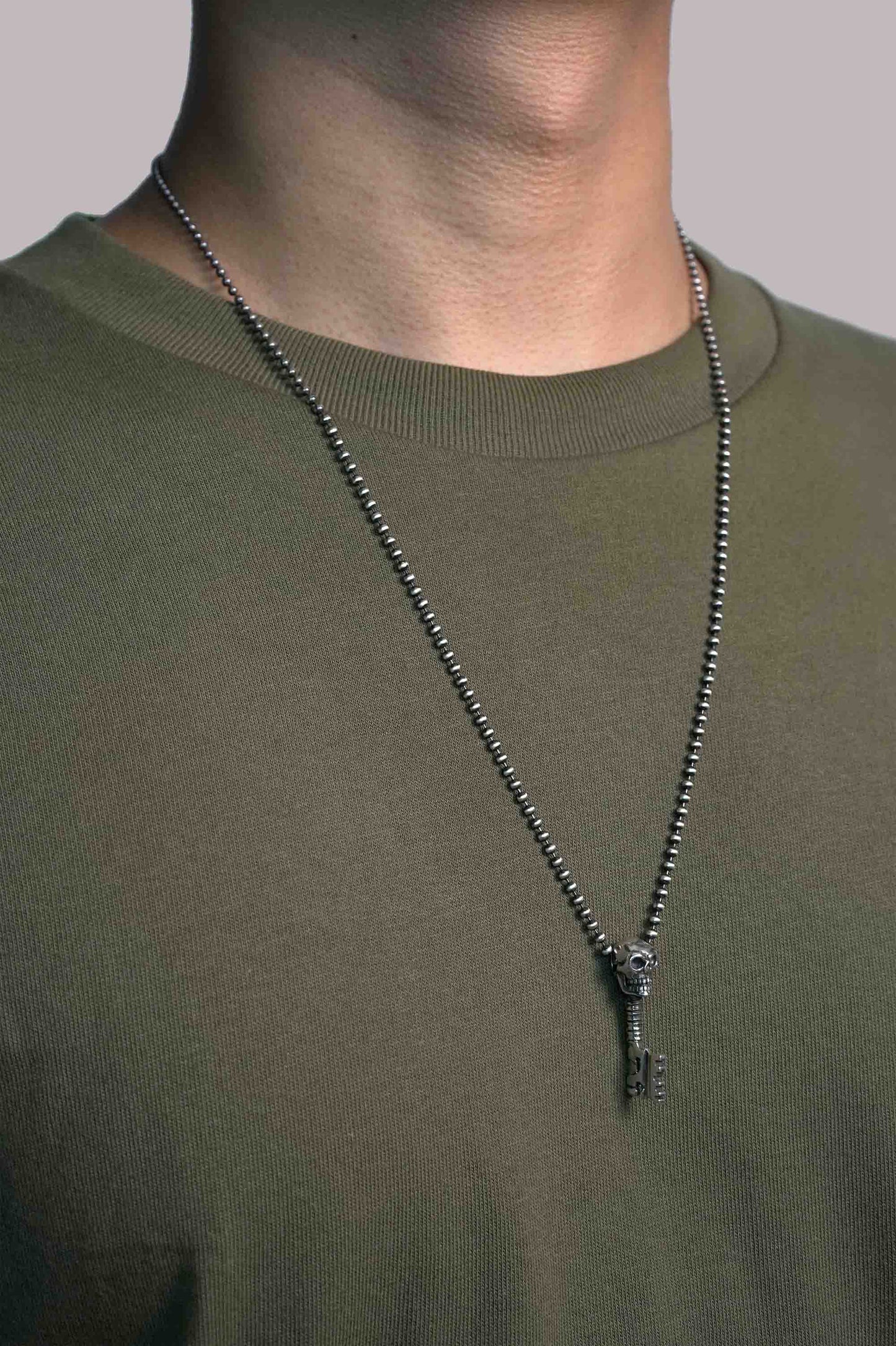 Retro Skull 925 Sterling Silver Key Pendant