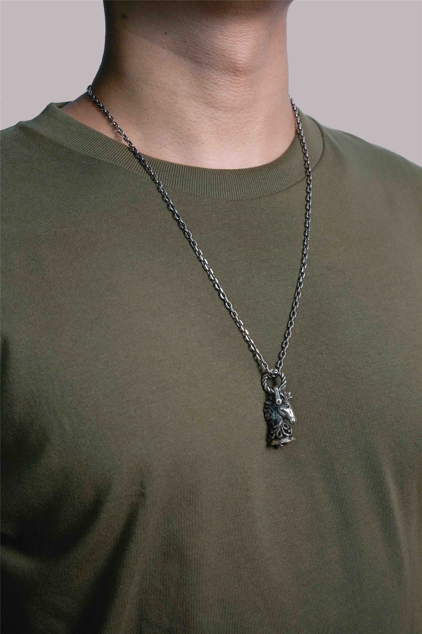 Horse Head Bell Pendant Retro 925 Sterling Silver