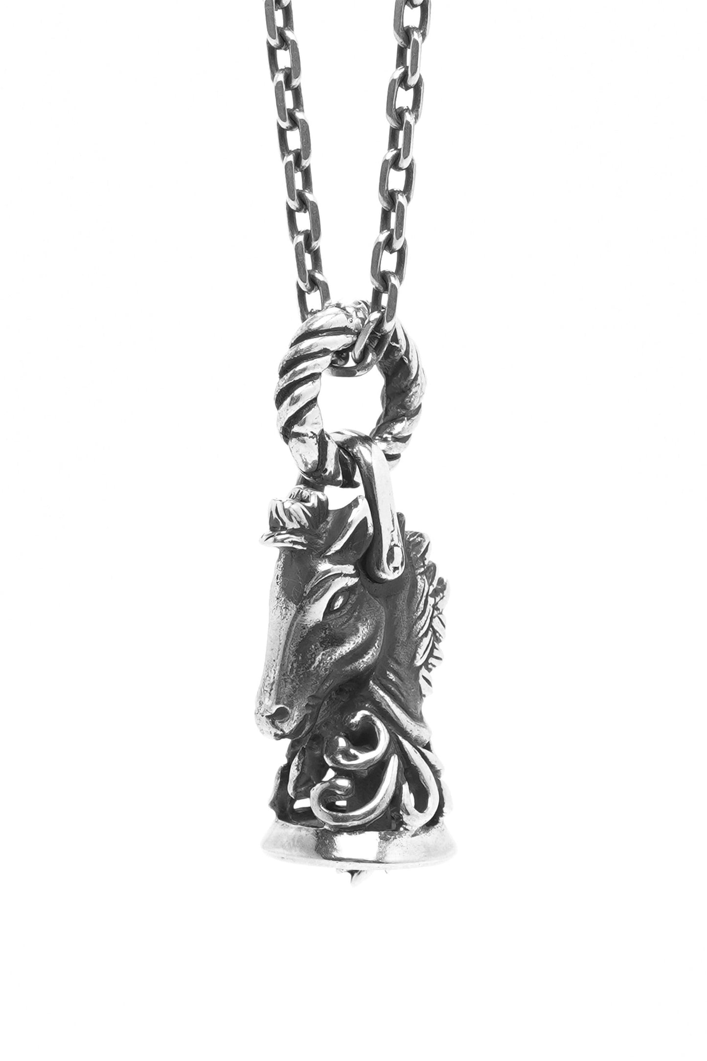 Horse Head Bell Pendant Retro 925 Sterling Silver