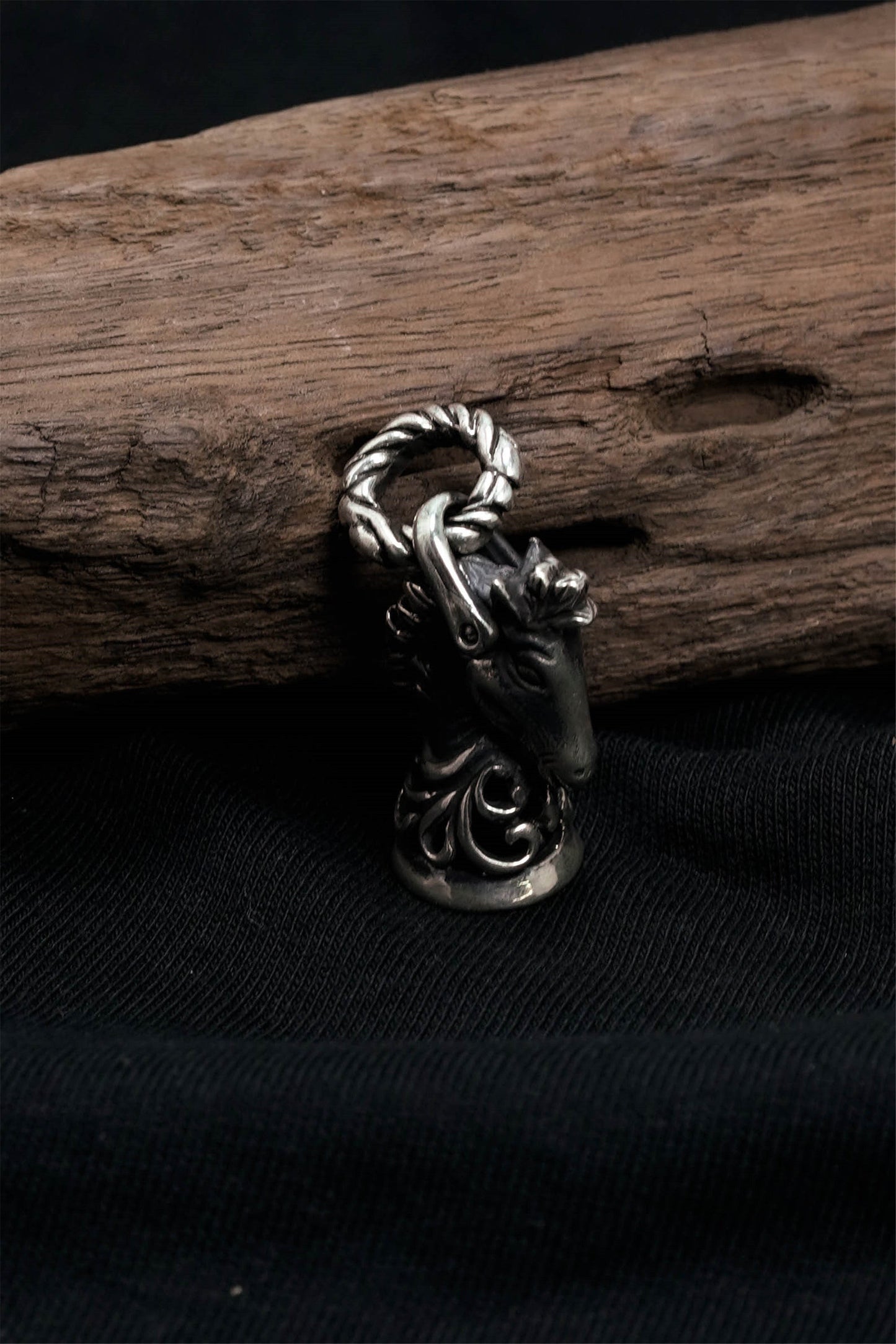 Horse Head Bell Pendant Retro 925 Sterling Silver