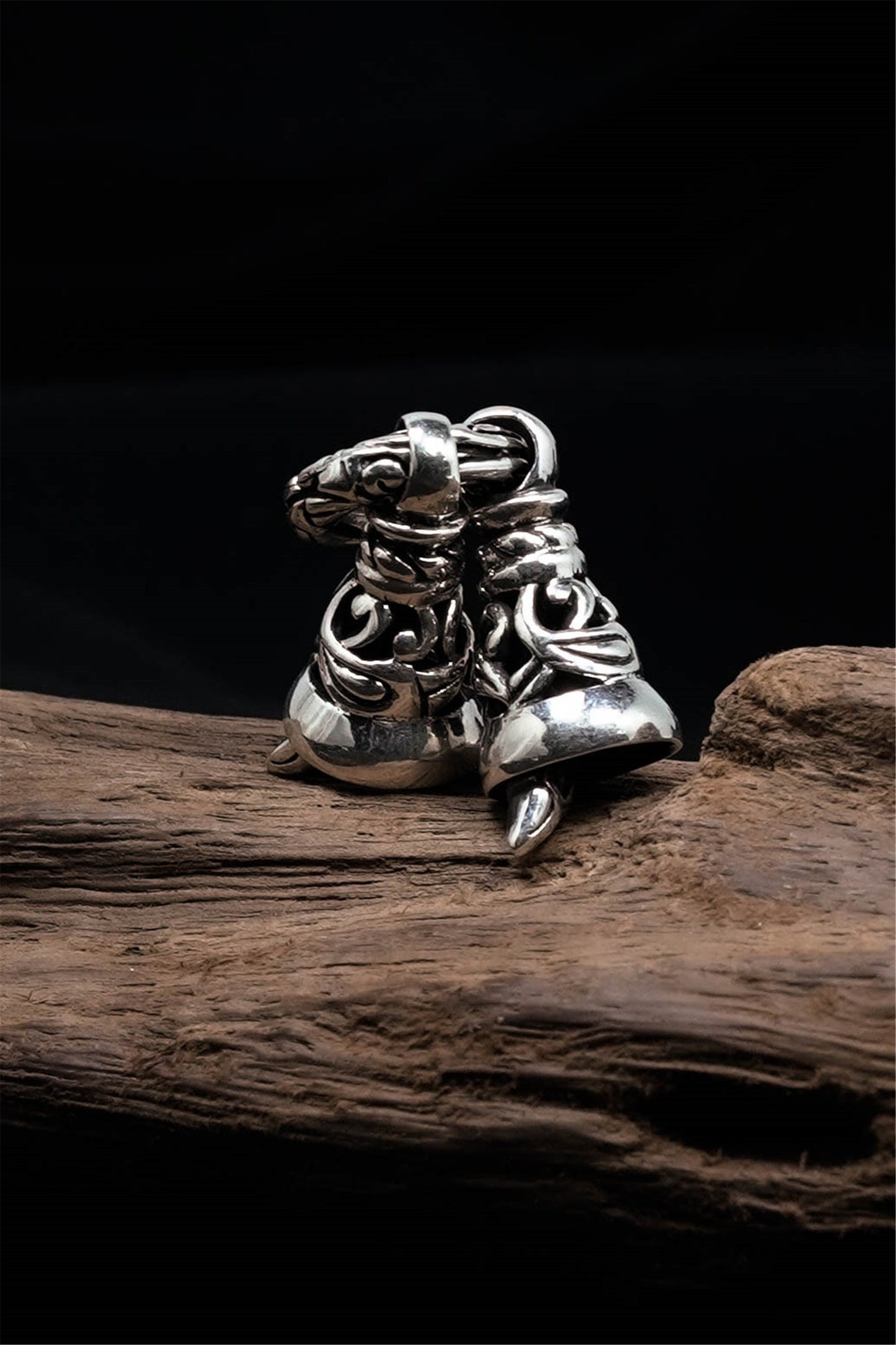 Retro Sterling Silver Hollow Bell pendant