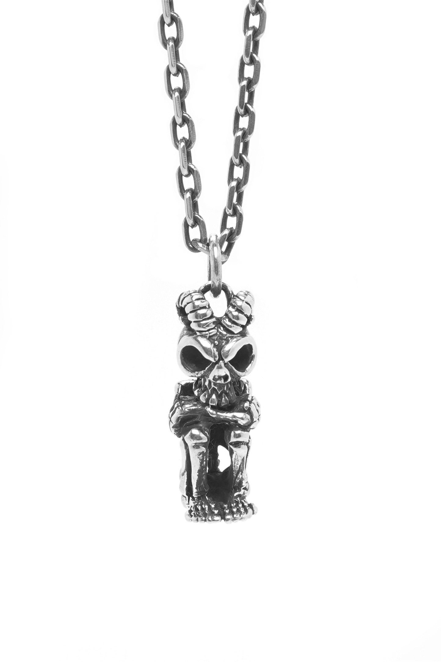 Retro Skull 925 Sterling Silver Pendant